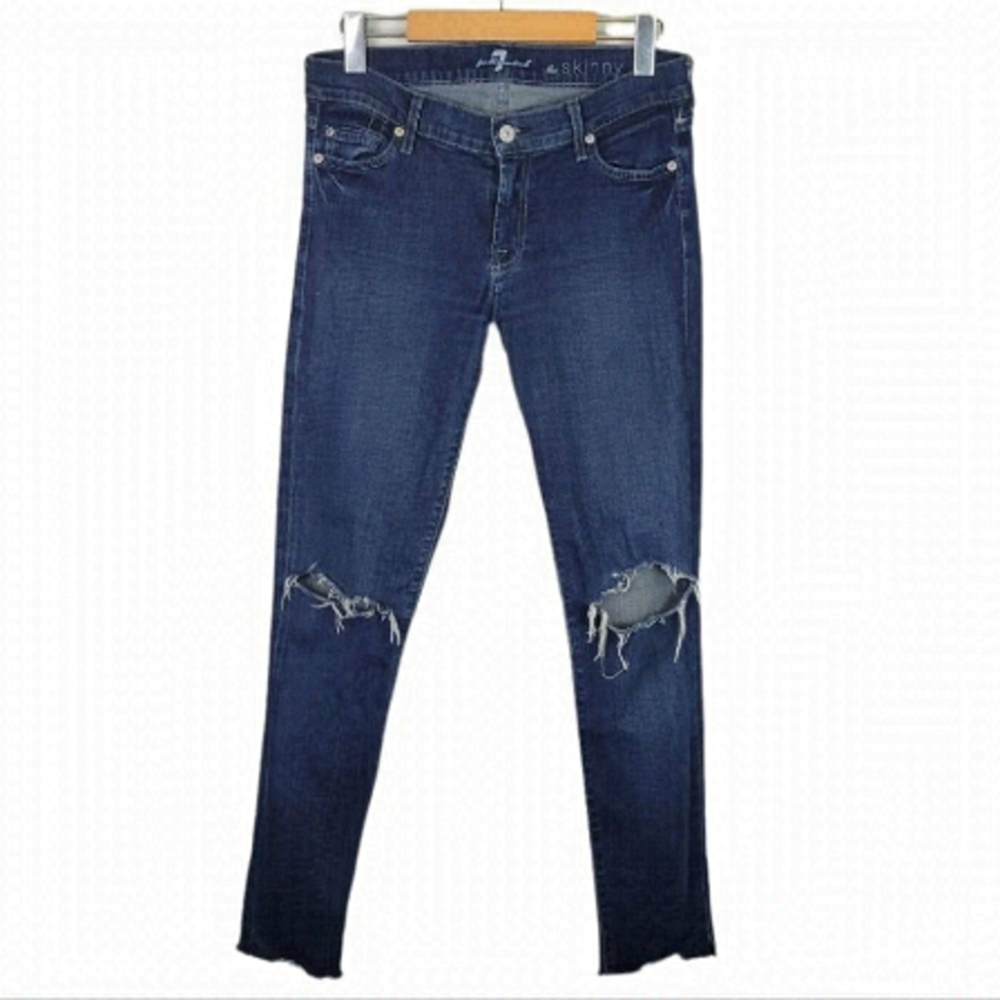 7 For All Mankind The Skinny Jeans Dark Wash Mid Rise 28